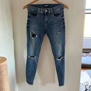Express distressed skinny jeans